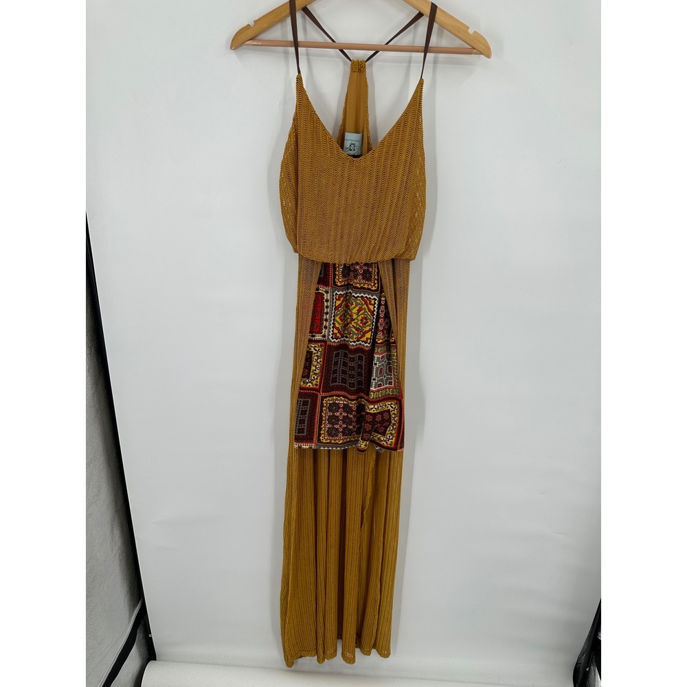 Judith March Mini Maxi Dress Womens L Boho Patchwork Boho Flowy Open Knit Hippie